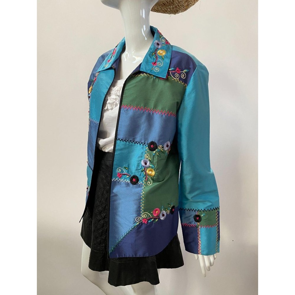 Blue Embroidered Jacket By August Max - image 6